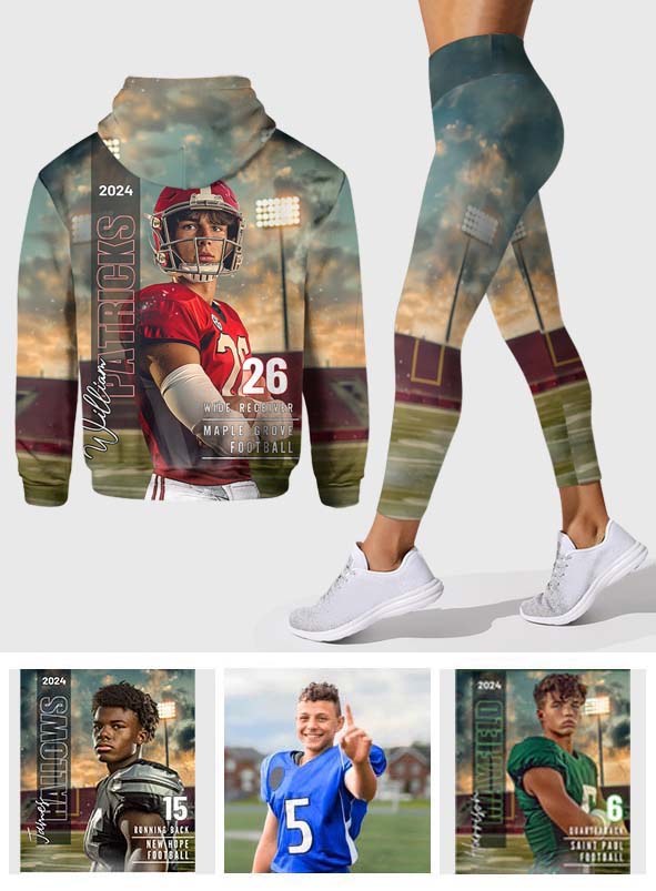 Any Sport, Name, Postion, Number, Team.... - Personalized Football Hoodie and Leggings