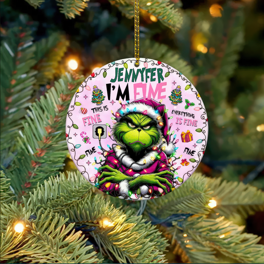 Grinch Chaos - Personalized Ceramic Ornament