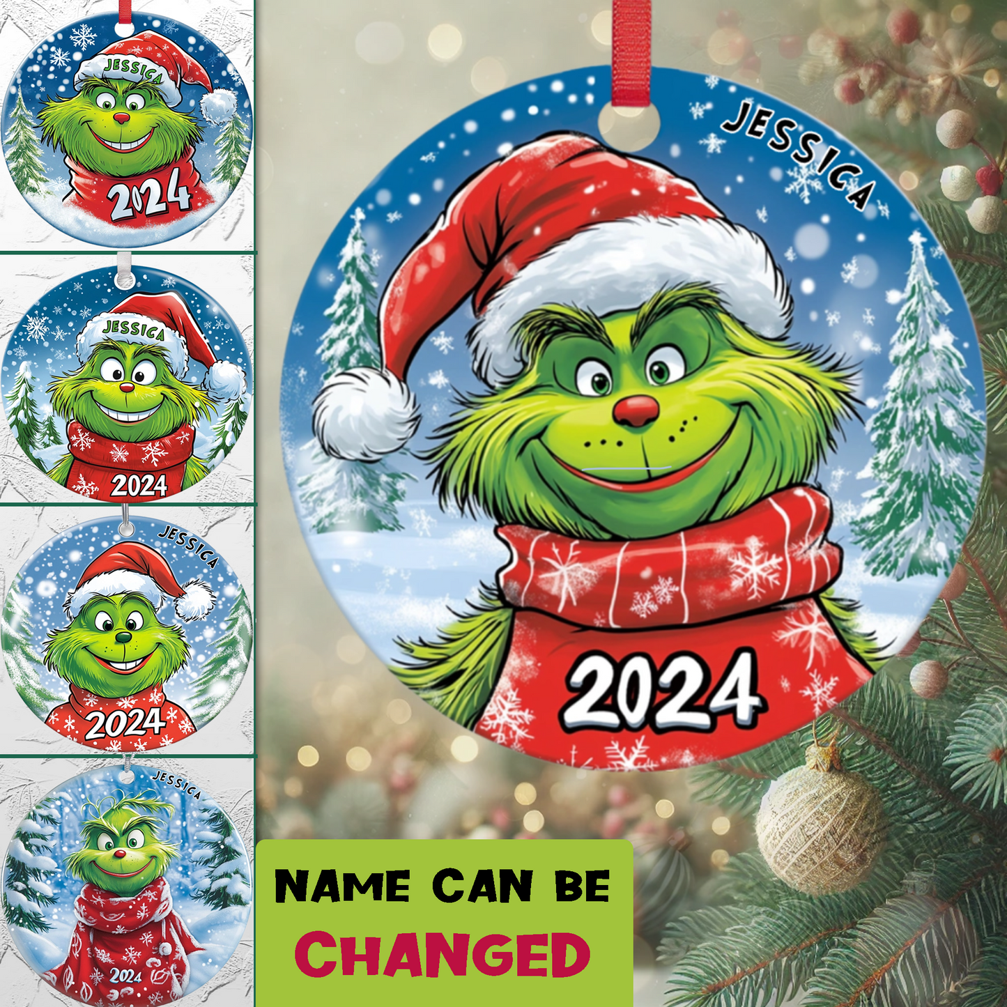 Holiday Mischief: Grinch Ornament Collection - Personalized Ceramic Ornament