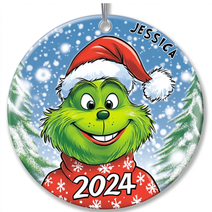 Holiday Mischief: Grinch Ornament Collection - Personalized Ceramic Ornament