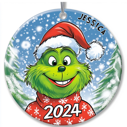 Holiday Mischief: Grinch Ornament Collection - Personalized Ceramic Ornament