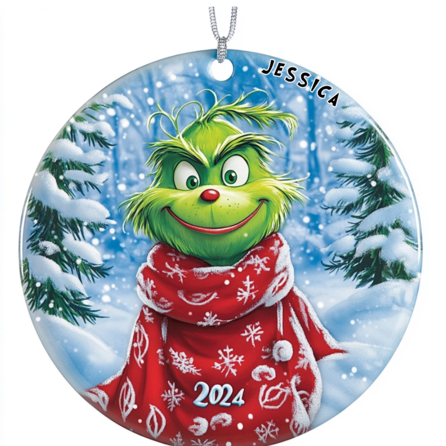 Holiday Mischief: Grinch Ornament Collection - Personalized Ceramic Ornament