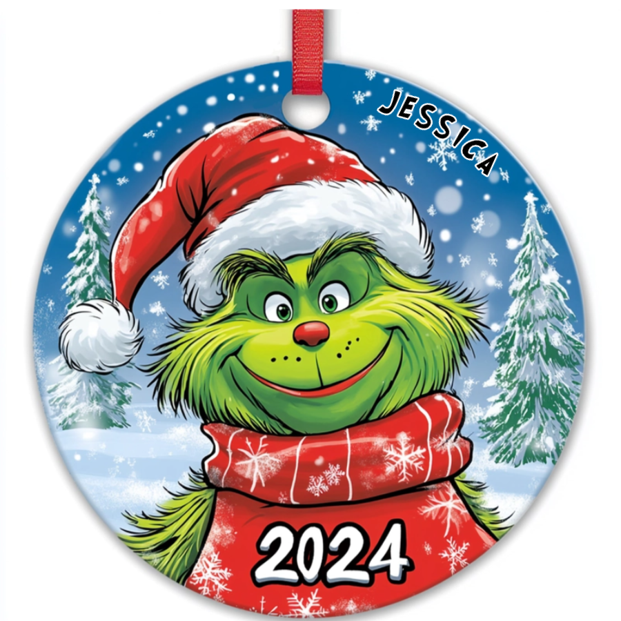 Holiday Mischief: Grinch Ornament Collection - Personalized Ceramic Ornament