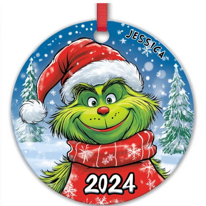 Holiday Mischief: Grinch Ornament Collection - Personalized Ceramic Ornament