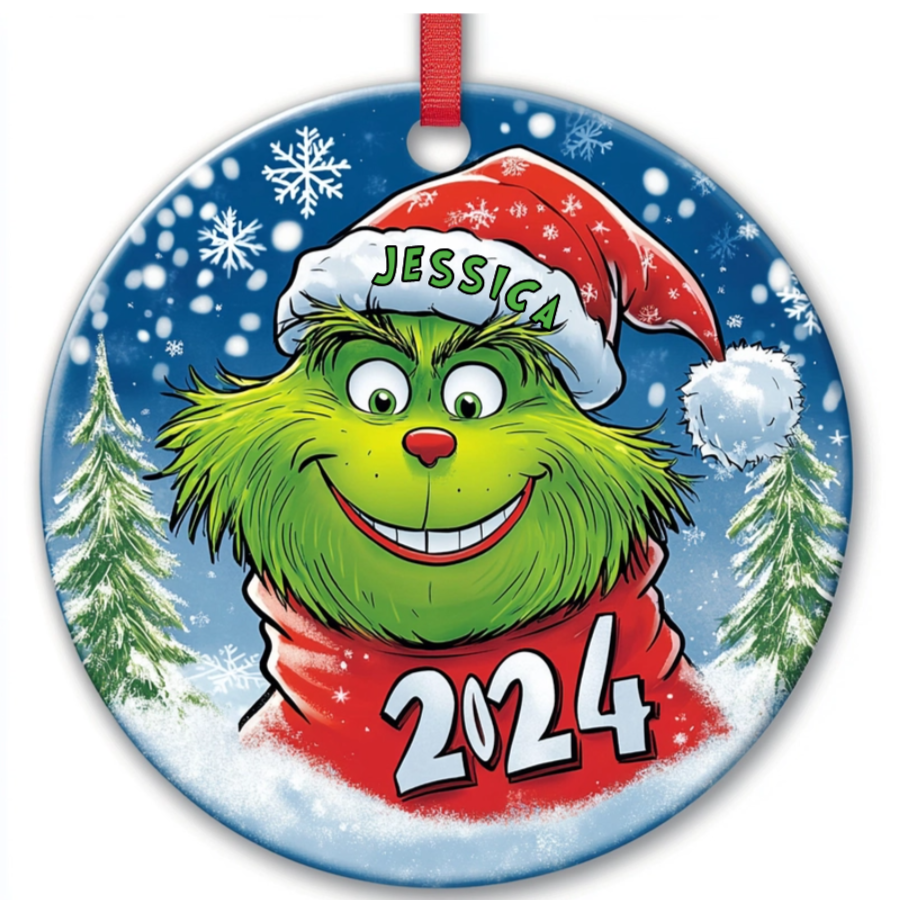 Holiday Mischief: Grinch Ornament Collection - Personalized Ceramic Ornament