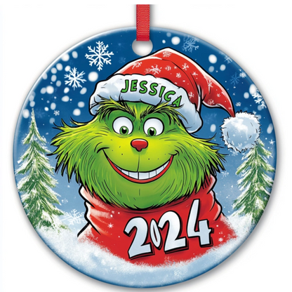 Holiday Mischief: Grinch Ornament Collection - Personalized Ceramic Ornament