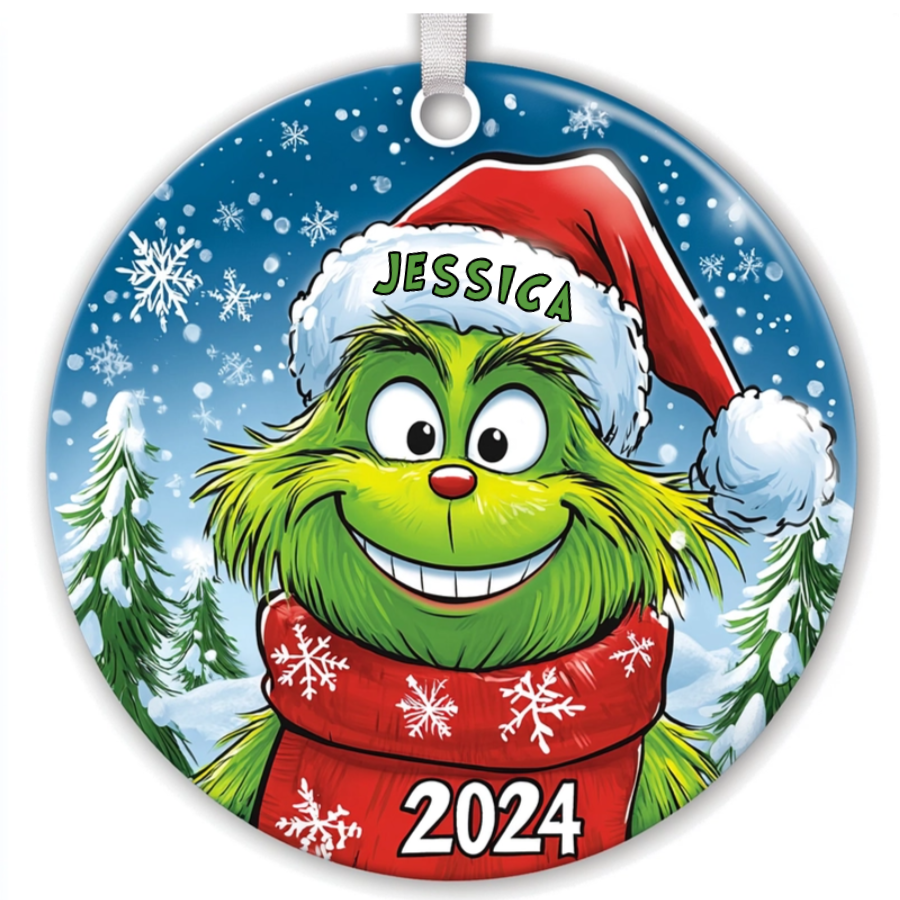 Holiday Mischief: Grinch Ornament Collection - Personalized Ceramic Ornament