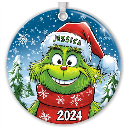 Holiday Mischief: Grinch Ornament Collection - Personalized Ceramic Ornament