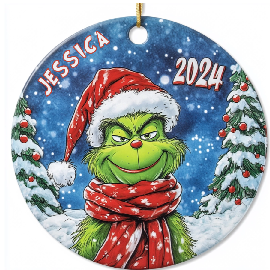 Your Name, Your Grinch - Personalized Ceramic Ornament