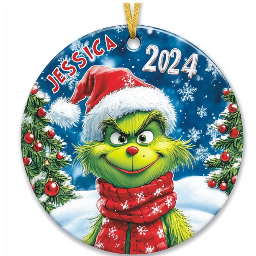 Your Name, Your Grinch - Personalized Ceramic Ornament