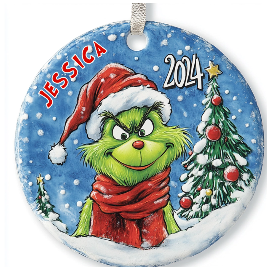 Your Name, Your Grinch - Personalized Ceramic Ornament