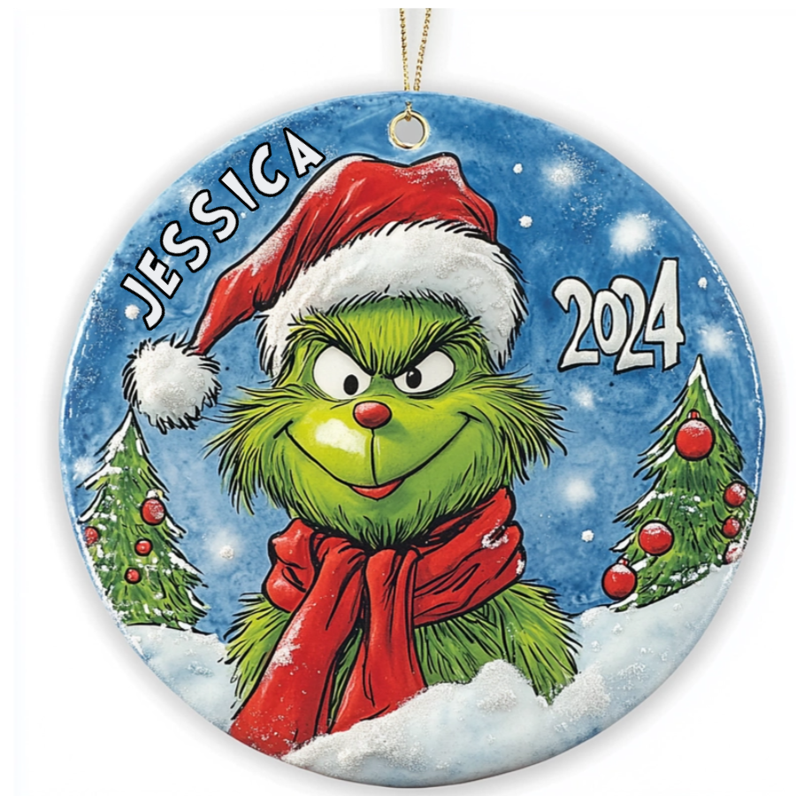 Your Name, Your Grinch - Personalized Ceramic Ornament