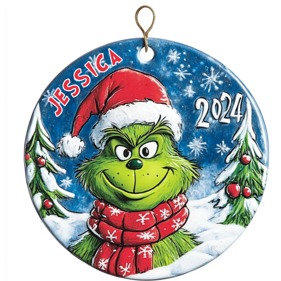 Your Name, Your Grinch - Personalized Ceramic Ornament